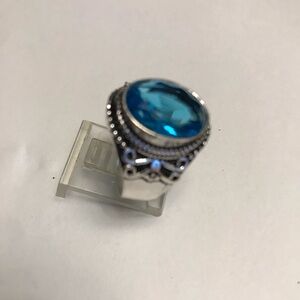 Blue Topaz Stamped 925 Sterling Silver Ring